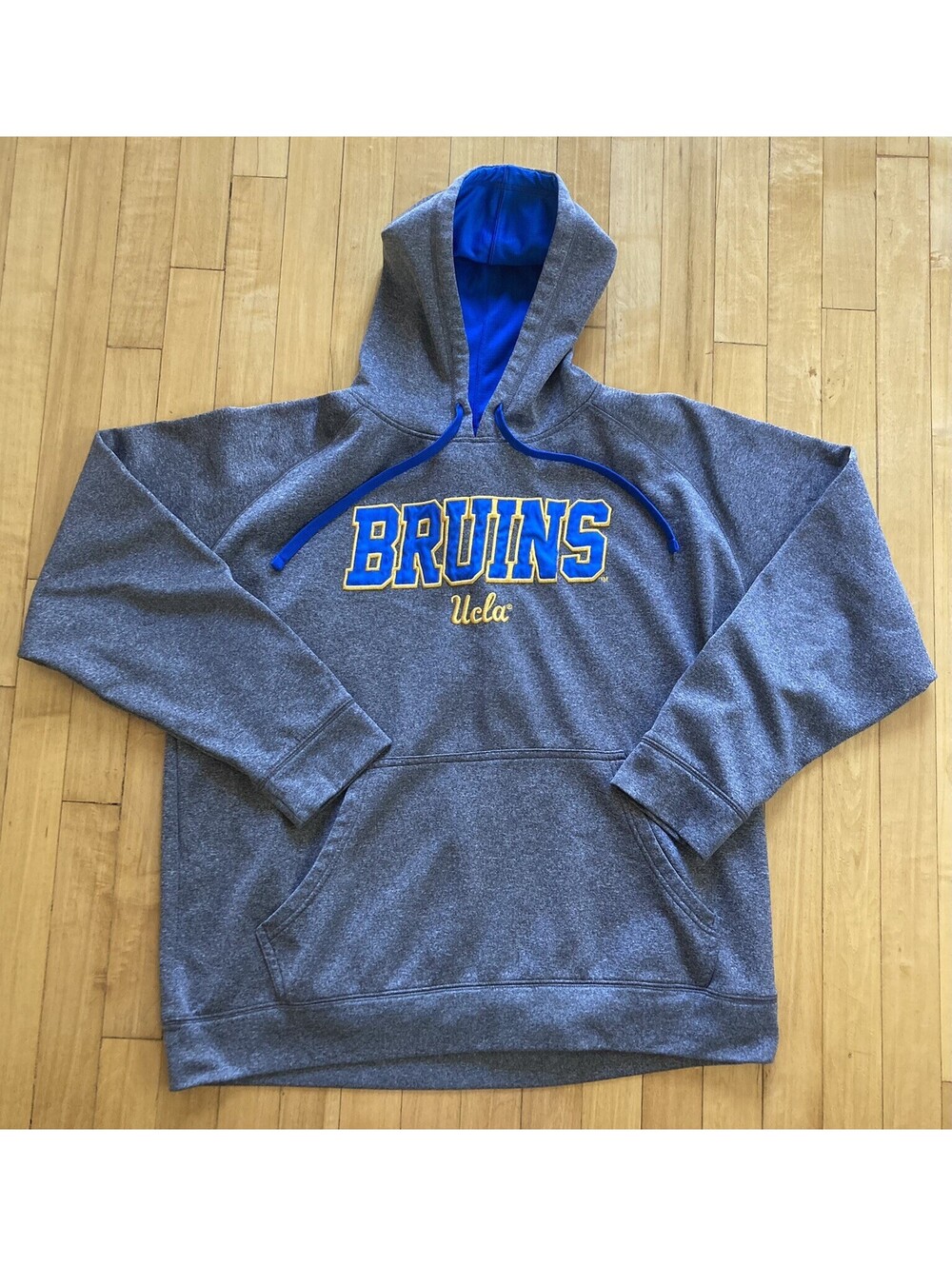 Champion UCLA BRUINS MENS XL Hooded Sweater GRAY *Some Fraying See Pics